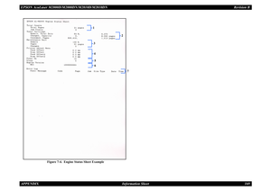 Page 178EPSON AcuLaser M2000D/M2000DN/M2010D/M2010DN
Revision B
APPENDIX     
Information Sheet
169
Figure 7-4.  Engine Status Sheet Example
1
2
3456
7 