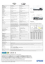 Page 4Front view
Rear view*
*Epson EMP1825 only
Audio out
SvideoMonitor outAudio in
USB Type A LAN USB Type B Computer/component video
LaudioR
Video
Model Epson EMP1825 Epson EMP1810
Specifications
Projection system (3LCD)
0.8inch with MLA (x3) TFT 0.8inch with MLA (x3) TFTNative ResolutionXGA (1024x768) XGA (1024x768)Native aspect ratio4:3 4:3Resolution supportedVGA ~ UXGA VGA ~ UXGABrightnessHigh/Low brightness High/Low brightness
mode: 3500 ANSI lm / 2700 ANSI lm mode: 3500 ANSI lm / 2700 ANSI lm
Projection...