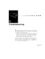 Page 63Troubleshooting
T
his chapter describes the problems indicated by the warning lights
and provides information on how to solve problems with the projector.
It is divided into the following sections:
lProblems with the projector. See this section if the projector is not
working and to find out what the warning lights are indicating.
lProblems with the screen image. See this section if you cannot
project an image or if the screen image is not good.
If you have a problem, check the appropriate section and...