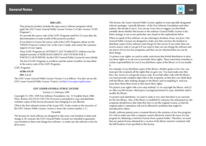 Page 109GNU LGPL
This projector product includes the  open source software programs which
apply the GNU Lesser General Public License Version 2 or later version ("LGPL
Programs").
We provide the source code of the LGPL Programs until five (5) years after the
discontinuation of same model of this projector product.
If you desire to receive the source code of the LGPL Programs, please see the
"EPSON Projector Contact List" in the  User's Guide, and contact the customer
support of your region....