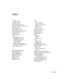 Page 139Index133
Index
A
A/V Mute, 79, 81
A/V Mute button, 24
About menu, 83, 98
Access Point mode, 34 to 42
Access point, checking IP address of, 41
Accessories, 6, 113
Ad Hoc mode, 29 to 33
Advanced menu, 81 to 82
Air filter, cleaning and replacing, 95
Anti-theft device, 6, 9
Aspect ratio, 119
ATA flash cards, 62
Audio
adjusting tone, 77 to 78
adjusting volume, 77 to 78
connecting computer, 52
connecting laptop, 49
menu, 77 to 78
problems, troubleshooting, 110
turning off (using A/V Mute), 24
Autorun setting,...