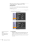 Page 6464Configuring the Projector
Viewing Lamp Usage and Other 
Information
Use the Info menu to view information about the display settings of 
your computer and video devices and the number of hours the lamp 
and filter have been used.
1. Press the 
Menu button on the remote control and highlight Info.
You see one of the following menus:
■Lamp Hours
Displays the number of hours the lamp has been used. The 
life span of the lamp is about 4000 hours in High or Low 
brightness mode. If the number shown is close...