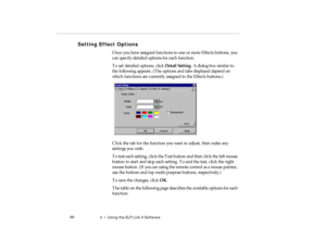 Page 864  •   Us ing th e EL P L ink  II Sof tware
Set ting Ef fect Options
pro -c h4.fm   P age 6 8  M onday,  November 10, 199 7  1:37 PM 