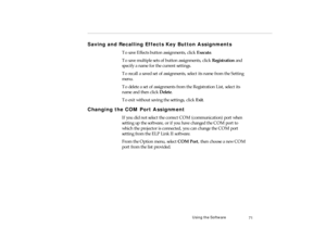 Page 89Using the So ftwa re
Saving and  Recal lin g E ffects Ke y But ton A ssignments
pro -c h4.fm   P age 7 1  M onday,  November 10, 199 7  1:37 PM 