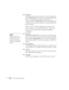 Page 120120Fine-Tuning the Projector
■Projection 
Select Front (to project from the front of a screen and right side 
up), 
Front/Ceiling (when the projector is mounted upside-down 
from the ceiling), 
Rear (to project from behind onto a 
transparent screen), or 
Rear/Ceiling (to project from behind onto 
a transparent screen when the projector is mounted upside-down 
from the ceiling). 
When you select one of the Ceiling projection methods, the 
projector requires a 10-second cool-down after you turn it off....