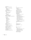 Page 192192Index
Sleep mode, 26
SlideMaker, see EMP SlideMaker
Slides
displaying on the fly, 87 to 89
hiding, 105
rearranging, 105
SmartMedia cards, 101
Software installation, 169 to 172
Sound
adding to scenarios, 95
troubleshooting, 161
Source
selecting, 19, 31
viewing, 155
Speaker, specifications, 175
Speakers, connecting, 48
Special effects, adding to slide transitions, 89, 
99
Specifications
brightness, 175
dimensions, 176
electrical, 176
environmental, 176
general, 175
lamp, 176
remote control, 176...