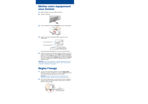 Page 6
Installation rapide
Avant d’utiliser le projecteur, assurez-vous de lire les instructions de sécurité 
dans le Guide de l’utilisateur sur le CD de votre projecteur.
Branchez le projecteur
Choisissez parmi les connexions suivantes :
Port moniteur de l’ordinateur
Branchez un ordinateur en utilisant le câble VGA qui est fourni avec 
le projecteur.
Branchez l’une des extrémités dans le port Computer1 ou Computer2, et 
l’autre extrémité dans le port moniteurde votre ordinateur. Si vous 
utilisez un...