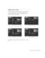 Page 69Fine-tuning the Projector63
Adjusting the Image
The Video menu lets you make adjustments to the projected image. 
The options available in the menu depend on which source is 
connected to the projector: computer, composite (RCA) video, 
S-video, or BNC (component) video. 
The following table describes all the possible options for the Video 
menu.
Position
Tracking
Sync.
Brightness
Contrast
Sharpness
Gamma
Resolution
Preset
ResetAdjustment
Select
Execute :
:
:
:
:
:
:9999
99
0
0
0 Video
Audio
Effect...