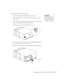 Page 67Maintaining and Transporting the Projector61
Follow these steps to replace the lamp:
1. Turn off the projector and unplug the power cord.
2. Allow the projector to cool down for at least an hour (if it has 
been on).
3. Use a screwdriver to loosen the retaining screw on the lamp cover. 
(You can’t remove the screw from the cover.) 
When the screw is loose, slide off the lamp cover. 
)
4. Use a screwdriver to loosen the two screws holding the lamp in 
place. (You can’t remove these screws.) 
5. Lift up...