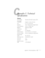 Page 103C
Appendix C: Technical Specifications97
Appendix C: Technical 
Specifications 
General
Type of display Poly-silicon Thin Film Transistor (TFT)
Size of liquid
crystal panels  Diagonal: 1.3 inches (33.6 mm) 
Lens F=1.7–2.3, f=49–63 mm
Resolution 1024 
× 768 pixels (native display format)
Color reproduction 24 bit, 16.7 million colors
Brightness 3000 lumens (ANSI) 
Contrast ratio 400:1
Image size 22 to 300 inches 
Projection distance 3.6 to 47.6 feet (1.1 to 14.5 meters)
Projection methods Front, rear,...