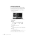 Page 4242Using the Remote Control
Customizing the Pointer Tools
You can customize the shape and size of each of the three pointer 
tools, select the color and width of the line made with each pointer, 
and set how fast you can move the pointer across the screen. 
1. Press the 
Menu button on the remote control, highlight the 
Effect menu, and press Enter. 
You see this screen:
2. For each of the three Pointer/Line icons, you can change the 
following settings:
■Shape
Lets you select one of the following pointer...