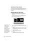 Page 6868Fine-tuning the Projector
Adjusting the Image Quality
You can use the Video menu to adjust the brightness, sharpness, color, 
tint, and contrast. If you’re projecting from a computer (but not 
through the 
DVI port), there are additional adjustments you can make 
(see page 69).
Adjusting Images from Video Sources
1. Press the Menu button on the remote control, then select the 
Video menu. 
You see the Video menu screen. (The actual settings may vary, 
depending on the selected input source. The Video...