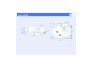 Page 146145
Appearance
Units: mm 4-M4 × 10 Centre of lens
63.5*
10180
129
*Distance from center of lens to suspension bracket fixing point422 117
325
6510
138
151 322
80 