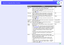 Page 8584
Using the Configuration Menu Functions Using the Configuration Menu FunctionsEMP-7850 User’s Guide
No-Signal 
Msg.
Sets the message status and background colour at times 
such as when no video signal is being input.
When set to OFF, the background colour becomes black 
and no message is displayed.
 To change the users logo, you need to record your own 
logo.  p.126
Blue
Message
Selects whether the image signal name or colour mode 
name is displayed on the screen (ON) or not displayed 
(OFF) when...