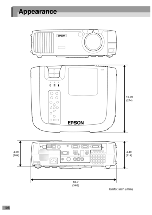Page 110108
Appearance
Units: inch (mm)
10.79 
(274)
13.7 
(348) 4.09 
(104)4.49 
(114) 