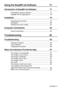 Page 7Contents- 5
Using the EasyMP.net Software  77
Introduction of EasyMP.net Software  77
Presentation support software  ........................................... 77
EasyMP.net PC applications  .............................................. 78
Installation  79
Operating Environment  ...................................................... 79
Installation .......................................................................... 80
Reading the User’s Guide  .....................................................