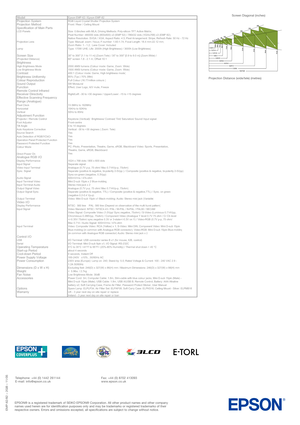 Page 4Screen Diagonal (inches)
Projection Distance (wide/tele) (metres)0RGHO(SVRQ(03(SVRQ(033URMHFWLRQ6\VWHP5*%/LTXLG&U\VWDO6KXWWHU3URMHFWLRQ6\VWHP3URMHFWLRQ0HWKRG)URQW5HDU&HLOLQJ0RXQW6SHFLILFDWLRQRI0DLQ3DUWV/&3DQHOVLYH0DWUL[
[[(03
1DWLYH5HVROXWLRQ69*$;*$$VSHFW5DWLR0À°€ð0@PP@ €PHQW6WULSH5HIUHVK5DWH+]+
]3URMHFWLRQ/HQV7\SH0DQXDO]RRPIRFXV)QXPEHU) `@ð0ð€ p°Ð0PPPP...