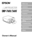 Page 1Before use
Installation
Connections
Projection
Useful Functions
Adjustments and
setting
Troubleshooting
Maintenance
Others 