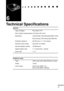 Page 85  n     n        n     n     n    n     n     n    n    n     n     n      n      n      n
n  n  n  n  n  n
67
6
Technical Speciﬁcations 
General
Type of display Poly-silicon TFT
Size of liquid crystal panels 0.9 inches (22.9 mm)
Resolution
1024 (horizontal) x 768 (vertical) pixels (EMP-710/700)
800 (horizontal) x 600 (vertical) pixels (EMP-500)
Projection distance 26-300 inch (1.1-13.8 meters)
Remote control range 32.8 feet (10 meters)
Internal speaker system 1W Monaural
Optical aspect ratio 4 : 3...