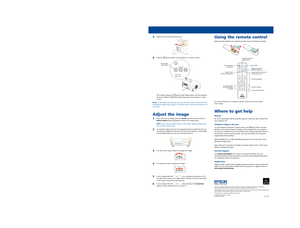 Page 24117924 Rev.0
1-F   C
4117924 Rev.0
1- F    M
4117924 Rev.0
1- F    Y
4117924 Rev.0
1- F    K
Quick Setup
Before using the projector, make sure you read the safety instructions in the 
on-screen User’s Guide.
Play a DVD
1  Plug in the projector. Thepower light on the projector turns orange.
2  Insert your DVD into the slot. The projector will power on automatically.
3 Open the A/V mute slide all the way. Your video will be displayed.
 
See “Adjust the image” for more information.
Connect the projector...