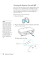 Page 2424Setting Up the Projector
Turning the Projector On and Off 
Turn on any connected computer or video equipment before starting 
the projector so it can automatically detect and display the image 
source. If you turn on the projector first, or have multiple pieces of 
connected equipment, you may have to select the image source 
manually (see page 28). 
Follow these steps to turn on the projector: 
1. Remove the lens cover. 
2. Plug one end of the power cord into the projector, and the other 
end into an...