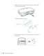 Page 5252Setting Up the Projector2. Plug one end of the power cord into the projector, and the other 
end into an electrical outlet.
The Ppower light turns orange.
3. Press the Ppower button on the remote control or on the back of 
the projector.
Power light 