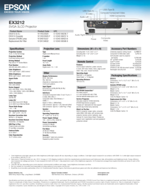 Page 4Specifications and terms are subject to change without notice. EpSon, E-ToRL and Instant off are registered trademarks, EpSon Exceed Your Vision is a registered logomark and Better products for a Better 
Futur e is a trademark of Seiko Epson Corporation.  p rivateLine is a registered trademark, Duet is a trademark and Ep S on Connection is a service mark of Epson America, Inc. Mac is a trademar\
k of Apple Inc., 
registered in the U.S. and other countries. SmartWay is a service mark of the U.S....