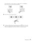 Page 17Playing Movies17
If you tilt MovieMate, the image will lose its rectangular shape. Use the Keystone 
buttons on the remote control to adjust the image shape.
■Rotate the focus ring to sharpen the picture.
■To enlarge or reduce the aspect ratio of the picture, press the   button on the remote 
control to select 
Normal, Full, or Zoom (if available for the video source you’re using). 
(Make sure the toggle switch on the remote control is set to the 
Func.- position.)
Focus ring 