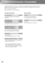 Page 50
48
Optional Accessories / Consumables
The following optional accessories / consumables are available for purchase if required. This list of 
optional accessories and consumables is current  as of December, 2006. Details of accessories are 
subject to change without notice.
Varies depending on country of purchase.
■ Optional Accessories ■Consumables
50 Portable Screen ELPSC06
A compact screen which can be carried easily. 
(Aspect
 4:3)
60 Portable Screen ELPSC07
80 Portable Screen ELPSC08
100 Portable...