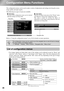 Page 2826
Configuration Menu Functions
The configuration menus can be used to make a variety of adjustments and settings involving the screen, 
image quality and input signals. 
The following two types of menu are available.
Refer to Using the configuration menus( p.34) for details on menu operations. 
List of configuration menus
If no image signals are being input, none of the settings can be adjusted except for Reset and
Auto Iris in the Picture menu, or Auto Setup in the Image menu. The items displayed in...