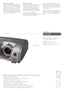 Page 3Multi-media capability
The Epson EMP-X3 supports SXGA PC
signals, as well as being High Definition
compatible, allowing you to view higher
resolution images and movies. Optional
cables allow you to connect to other
media, such as DVD players and digital
cameras, bringing to life any presentation
in rich, multi-media formats.E-TORL technology
Our patented E-TORL lamp ensures clear
visibility even in light rooms giving
increased brightness for lower power
consumption than standard lamps.
Smaller, brighter,...