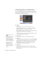 Page 5050Fine-Tuning the Projector
Customizing Power and Operation
You can use the Extended menu to customize the way the projector 
displays images, enable Direct Power On, turn sleep mode on or off, 
and customize other projector operations.
■Display
Messages: 
Lets you turn screen messages on or off.
Display Background: Sets the screen background to Black, 
Blue, or Logo when no image signal is available.
Startup Screen: Enables or disables display of the startup (User’s 
Logo) screen when the projector is...