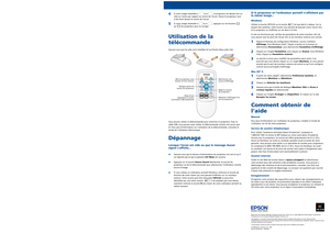 Page 4
Guide rapide
Avant d’utiliser le projecteur, assurez-vous de lire les instructions de sécurité 
dans le Guide de l’utilisateur sur le CD de votre projecteur.
Branchez le projecteur
Choisissez parmi les connexions suivantes : 
Port USB de l’ordinateur
Branchez l’extrémité carrée d’un câble USB (non inclus) dans le port USB 
de type B (carré)du projecteur. Branchez l’extrémité plate du câble 
dans un port USB de votre ordinateur (Windows® 2000 ou version ultérieure 
seulement). Vous pouvez aussi brancher...