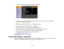 Page 100

You
seethemenu screen displaying theImage menusettings.
 2.
Press theupordown arrow buttons tomove through themenus listedonthe left. The settings for
 each
menu aredisplayed onthe right.
 Note:
Theavailable settingsdependonthe current inputsource.
 3.
Tochange settings inthe displayed menu,pressEnter.
 4.
Press theupordown arrow button tomove through thesettings.
 5.
Change thesettings usingthebuttons listedonthe bottom ofthe menu screens.
 6.
Toreturn allthe menu settings totheir default values,...