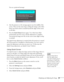 Page 25Displaying and Adjusting the Image25
You see a projected message:
2. Aim the projector so the message appears near the middle of the 
screen. Then use the zoom ring to enlarge the image so the white 
frame (not shown above) extends beyond the edges of the screen 
on all sides.
3. Press the 
Quick Setup button again. Two white boxes flash 
momentarily onto the screen, and the adjustment is complete. 
Your projected image now fits on the screen (some slight overlap 
is normal).
The Quick Setup adjustment...