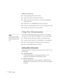 Page 1010WelcomeAdditional enhancements:
■Closed captioning (PowerLite S9 only)
■Audio and monitor out (PowerLite S9 only)
■2000:1 contrast ratio (in Dynamic color mode with Auto Iris 
setting turned on)
■Integral lens cover (A/V Mute slide) that won’t get lost
■Low power, long-lasting lamp with 2 Power Consumption modes
■Carrying case and remote control included
Using Your Documentation
This book contains all the information you need to set up and use 
your projector. Please follow these guidelines as you read...