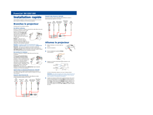 Page 3Installation rapide
Avant d’utiliser le projecteur, assurez-vous de lire les instructions de sécurité 
dans le Guide de l’utilisateur sur le CD de votre projecteur.
Branchez le projecteur
Choisissez parmi les connexions suivantes :
Port USB de l’ordinateur
Branchez un ordinateur en utilisant un câble USB. (Un câble USB est inclus avec 
les projecteurs PowerLite 1220 et 1260.)
Branchez l’extrémité carrée du câble 
USB dans le port USB TypeB  
(carré). Branchez l’extrémité plate du 
câble dans un port USB...