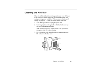 Page 101Cleani ng  t he Ai r F ilter
Cleaning the Air  Fil ter  
pro -c h5.fm   P age 8 3  Friday,  November 7, 199 7  5:24 PM 