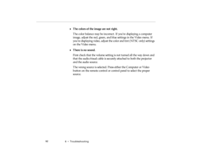 Page 1106  •   T roub lesho oting
w  T he  co lors of  th e ima ge  are  not  rig ht.
pro -c h6.fm   P age 9 2  Friday,  November 7, 199 7  5:25 PM 
