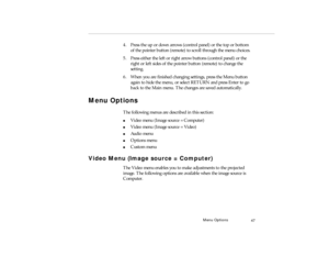 Page 65Menu Op tions
4 . Pre ss  th e up o r do wn a rro ws (c on tro l pa nel ) o r  the  top  or  bot to m  
pro -c h3.fm   P age 4 7  Friday,  November 7, 199 7  5:23 PM 