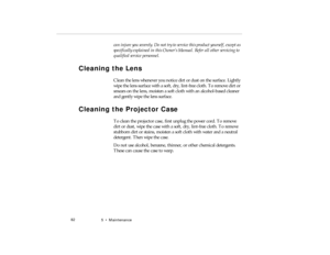 Page 1005  •   Ma inte nance
can i njure you  severely. Do not  t ry to s ervice th is product  yo ursel f, except  as  
pro -c h5.fm   P age 8 2  Friday,  November 7, 199 7  5:24 PM 