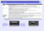 Page 32List of Functions
32
SNMP
g
You can make SNMP settings.
Trap IP Address 1/Trap IP Address 2: You can register up to two IP addresses for the SNMP trap notification destination. 
The IP address registered in Trap IP Address 2 is used when the IP address in Trap IP Address 1 cannot be accessed.
To use SNMP to monitor the projector, you need to install the SNMP manager program on your computer. SNMP should be managed by a 
network administrator.
Mail
When this is set, you are notified by e-mail if a problem...