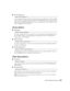 Page 47Making Detailed Adjustments47
■Zoom Caption Pos.
Lets you adjust the shape and position of the image so that subtitles are visible (available 
only if the aspect ratio has been set to 
Zoom). Use Zoom Size to adjust the proportions 
of the image, and 
Zoom Caption Pos. to move the image up or down. Adjust overscan 
before changing the zoom position.
Screen Options
■Messages
Turn this setting off if you want to prevent on-screen messages from appearing (such as 
the no-signal message, or the identifying...