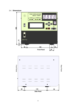 Page 109
2.4. Dimensions 
36 36 150 
5 
200 
59 170 
36 
Side Panel Front Panel
24 
Front Panel  Rear Panel  