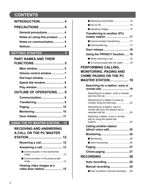 Page 22
CONTENTS
INTRODUCTION .......................... 4
PRECAUTIONS ........................... 4
General precautions ..................... 4
Notes on using this product ........ 4
Notes on communication ............. 4
Notices ........................................... 4
GETTING STARTED ....................... 5
PART NAMES AND THEIR 
FUNCTIONS ................................ 5
Main window ................................. 5
Volume control window ................ 7
Dial keys window...