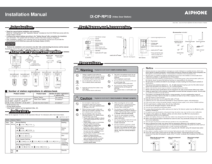 Page 1  • Read this manual before installation and connection.
Read the Setting Manual and Operation Manual included on the DVD-ROM that comes with the 
Master Station (IX-MV).
  •DIWHUFRPSOHWLQJWKHLQVWDOODWLRQ
DQGFRQQHFWLRQ7KHV\VWHPZLOOQRWIXQFWLRQXQOHVVLWKDVEHHQSURSHUO\FRQ¿JXUHG
  • After installation, explain to the customer how to use the device, and be sure to provide the 
Important• Perform the installation and connection only after fully understanding this device and the...