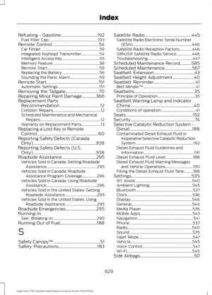 Page 632Refueling - Gasoline....................................192
Fuel Filler Cap...................................................... 193
Remote Control..............................................54 Car Finder................................................................ 59
Integrated Keyhead Transmitter....................54
Intelligent Access Key......................................... 55
Memory Feature................................................... 58
Remote...