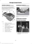 Page 173CENTER CONSOLE (If Equipped)
Stow items in the cup holder carefully as
items may become loose during hard
braking, acceleration or crashes, including
hot drinks which may spill.
Available console features include: Storage compartment.
A
Front storage compartment with
media hub.
B
Sliding cup holder.
C
Center storage compartment
with auxiliary power point.
D
Rear cup holders.
E
110 volt AC power point.
F
Heated rear seats.
G
Auxiliary power point.
H OVERHEAD CONSOLE (If Equipped)
Press near the rear edge...