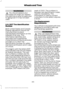 Page 388WARNINGS
You should replace your
spare tire when you replace
the road tires or after six years due
to aging even if it has not been
used. U.S. DOT Tire Identification
Number
Both United States and Canada
Federal regulations require tire
manufacturers to place
standardized information on the
sidewall of all tires. This
information identifies and
describes the fundamental
characteristics of the tire and also
provides a U.S. DOT Tire
Identification Number for safety
standard certification and in case
of a...