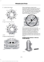 Page 4078. Unblock the wheels.
8-lug nut torque sequence
10-lug nut torque sequence When installing the wheel center
ornaments, make sure that the ornament
retention towers on the back side of the
ornament are aligned with the studs or lug
nuts. The retention towers are designed to
be installed over the studs or nuts and
retain to the flange on the lug nut.
If the ornament retention towers are
aligned between the studs or lug nuts, the
ornament is improperly installed. This
improper installation may appear and...